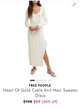 Free People Heart of Gold Cable Knit Maxi Dress - Ivory